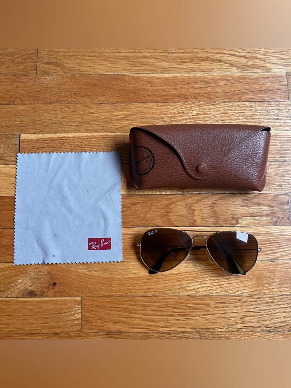 BROWN GRADIENT PILOT RAY BAN AVIATORS POLARIZED